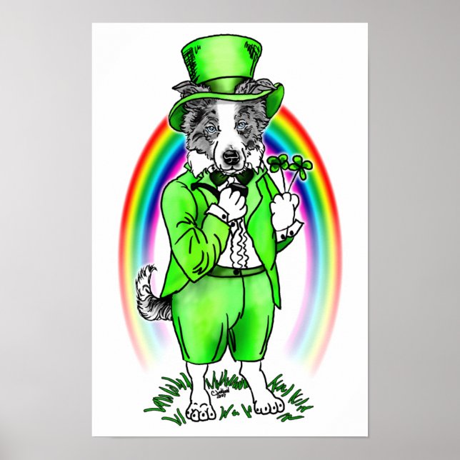Poster de Dia de São Patrício de Collie de Borda (Frente)