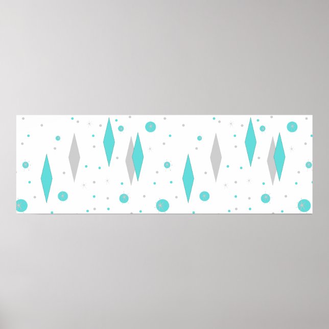 Poster de Diamante e Starburst de Turquoise Retro (Frente)