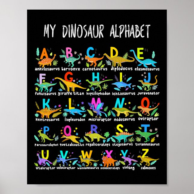 Poster De Dinossauros Alphabet Abc De Volta Ao Estudante  (Frente)