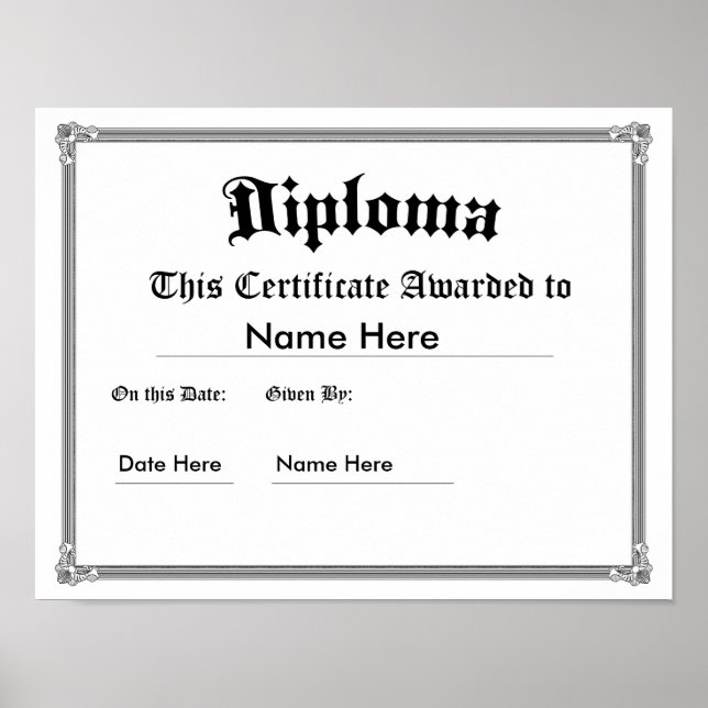 Poster de Diploma Impresso Personalizado (Frente)