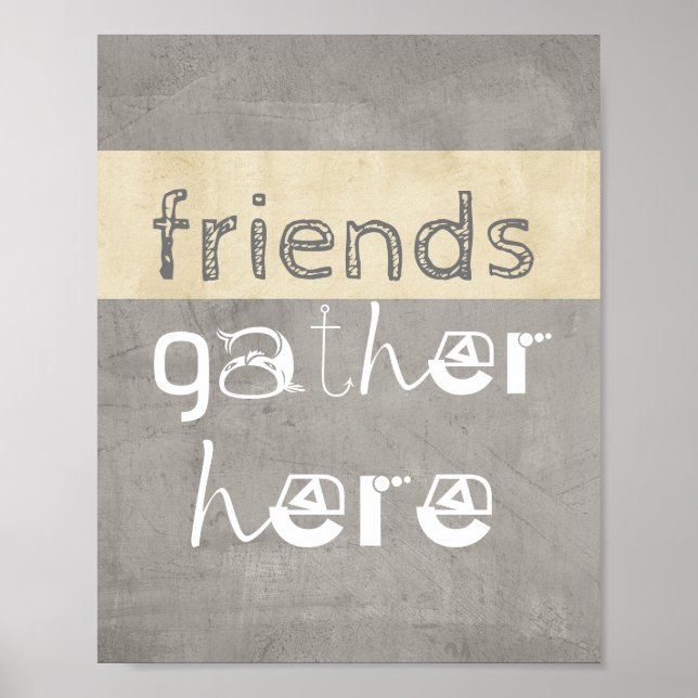 poster de diversão amigos reunidos aqui (Frente)