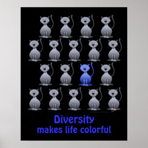 Poster de Diversidade de Gatos Cuta para Crianças 