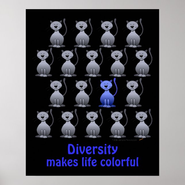 Poster de Diversidade de Gatos Cuta para Crianças  (Frente)