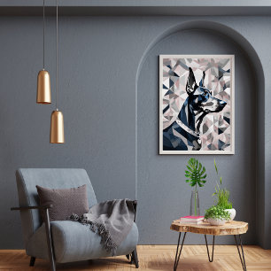 Poster de doberman {BD-C2} geométrico monotone l