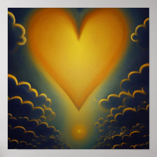 Poster de Dourado Coração e Nuvens