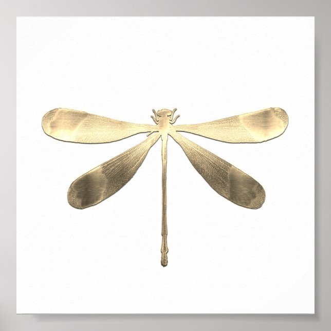Poster de Dragonfly Dourada abstrato (Frente)