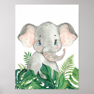 Pôster de Elefante Bebê na Selva Safari