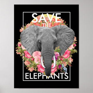 poster de elefante floral