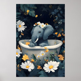 Poster de Elefante na Banheira, Poster Divertido d