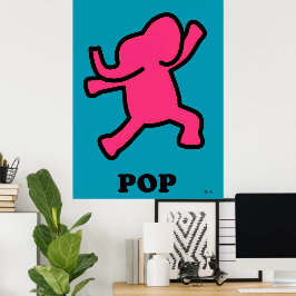 Poster de Elefante pop - Rosa Dançante no Teal