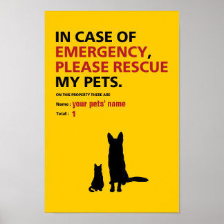 Poster de emergência (cão e gato)