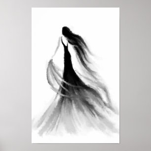 Poster de Emoções de Mulher Correndo Preto e Branc