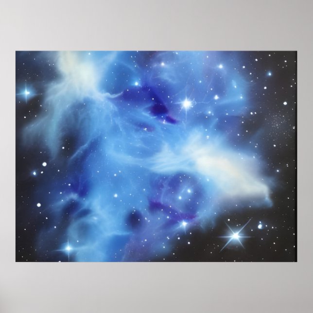 Poster de Espaço Horizontal da Nebulosa Azul (Frente)