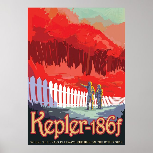 Poster De Espaço Retroativo Do Kepler-186f. (Frente)