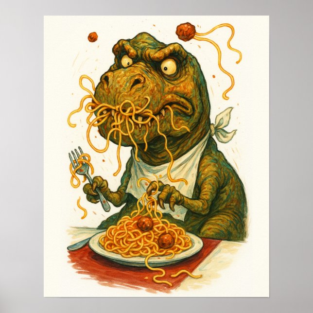 Poster de espaguete de alimentação T-Rex (Frente)