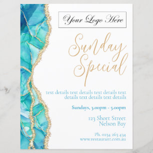 Poster de Especial do Restaurante Azul Elegante