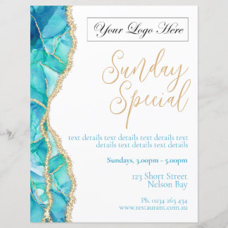 Poster de Especial do Restaurante Azul Elegante