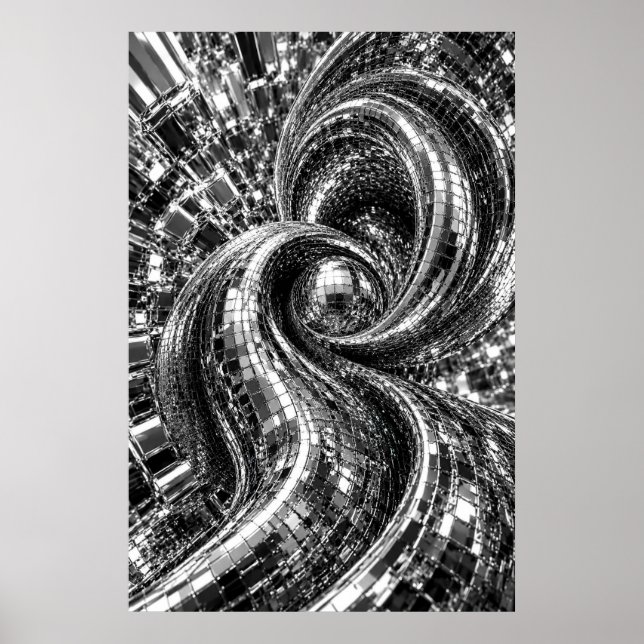 Poster de Espelho Mosaico Redemoinho Chrome (Frente)
