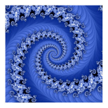 Poster de espiral azul-fractal duplo