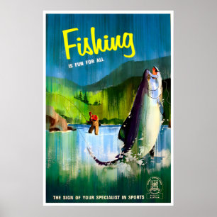 Pôster de Esportes Vintage de Arte de Pesca Cavern
