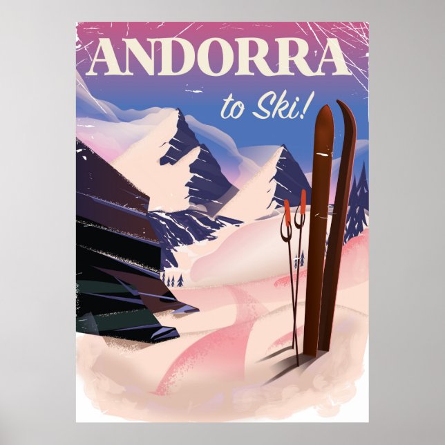 Poster de Esqui de Andorra vintage (Frente)