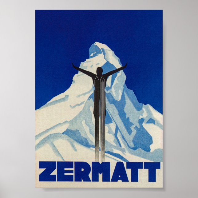 Poster de Esqui de Matterhorn de Suiça Zermatt (Frente)