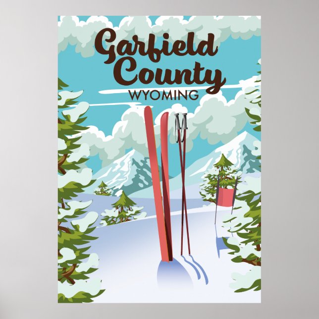 Poster de Esqui do Condado de Garfield Wyoming (Frente)