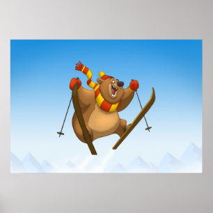 Poster de esqui do urso