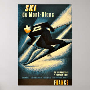 Poster de Esqui Francês Ski Mont Blanc 1951