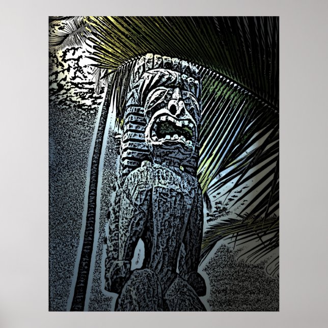 Poster de estátua de Tíki Escuro (Frente)