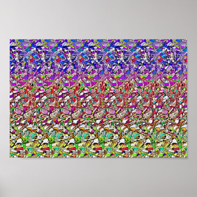 Poster de estereograma 3D oculto, borboleta em uma (Frente)