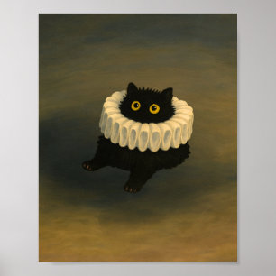 Poster de Estilo Ghibli Gata Preto Whimsso