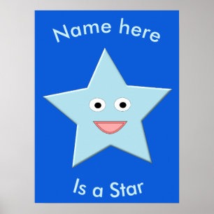 Poster de Estrela de Celebração Azul Brilhante