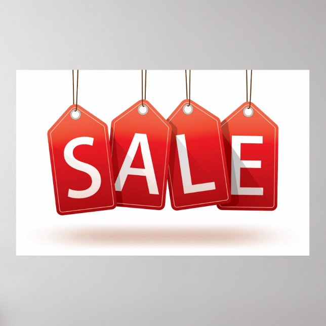 Poster de Etiquetas de Vendas Vermelhas (Frente)