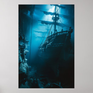 Poster de exploração misteriosa de naufrágios