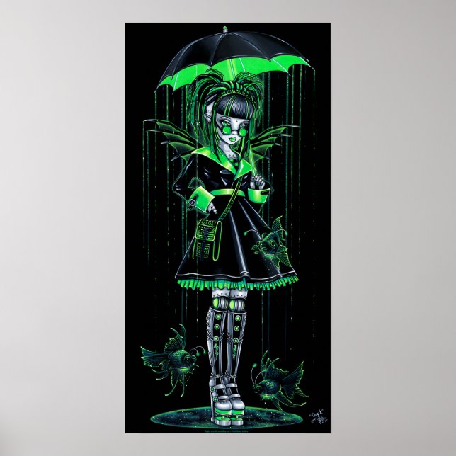 Poster de Fada de Androide de Cybergoth Verde Digi (Frente)