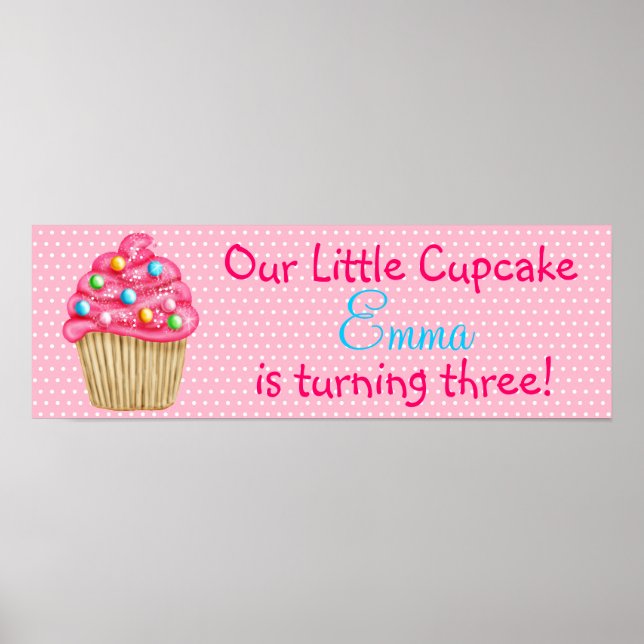 Poster de faixa de Cupcake doce (Frente)