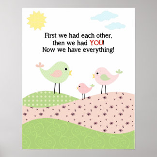 Poster de família de aves para o quarto de criança