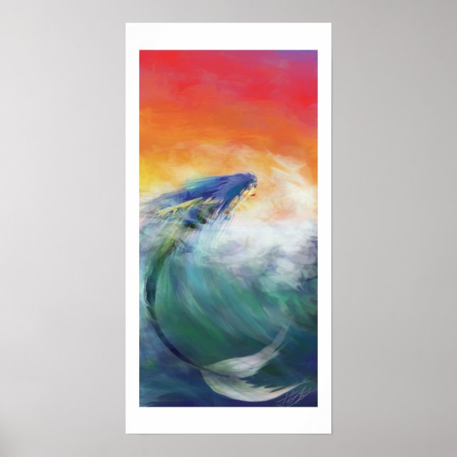 Poster de fantasia de Mermaid surfando (LARGE) (Frente)