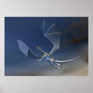 poster de fantasia do dragão de vidro voador