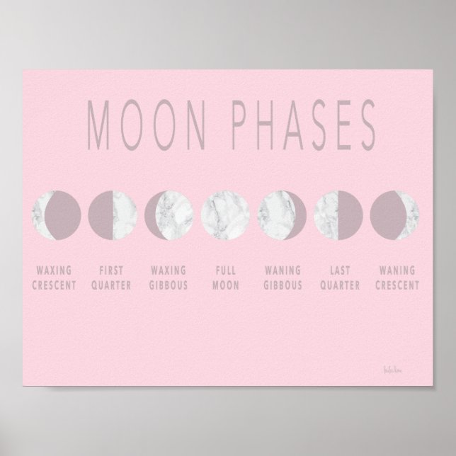 Poster de Fases da Lua de Marble Rosa (Frente)