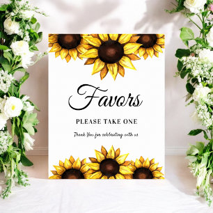 Pôster de Favoritos de Girassol Branco Amarelo