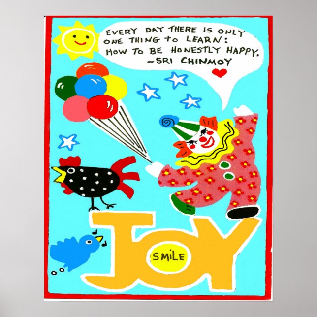Poster de felicidade com palhaço e balões (Frente)