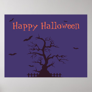 Poster de Feliz Halloween Bats - Arte de Muro Louc