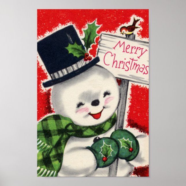 Poster de Feriado de natal vintage de Neve (Frente)