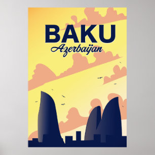 poster de Férias Baku Azerbaijão Flame Towers