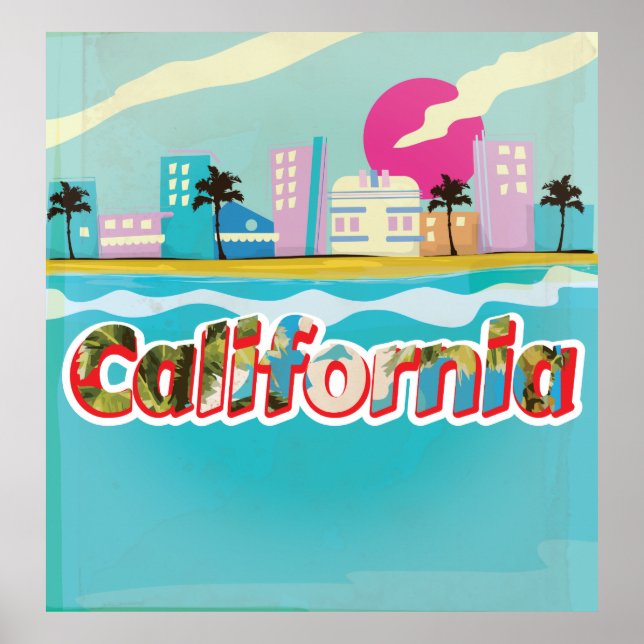 Poster de férias da California Vintage (Frente)