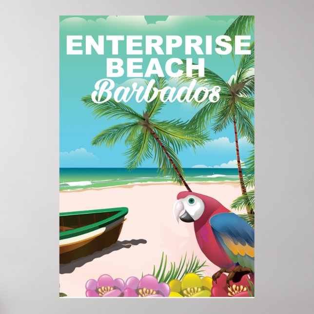 Poster de férias de Barbados em Enterprise Beach (Frente)