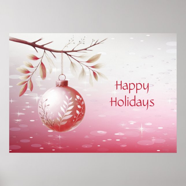 Poster de Férias de Natal Decorativas Rosa (Frente)