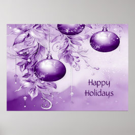 Poster de Férias de Natal dos Ornamentos Roxos